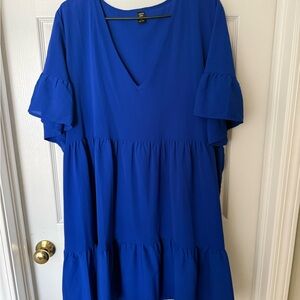 Vibrant Blue V-Neck Dress